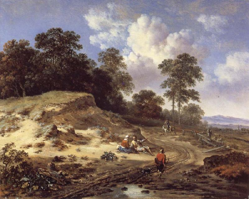 Jan Wijnants A Track by a Dune,with Peasants and a Horseman